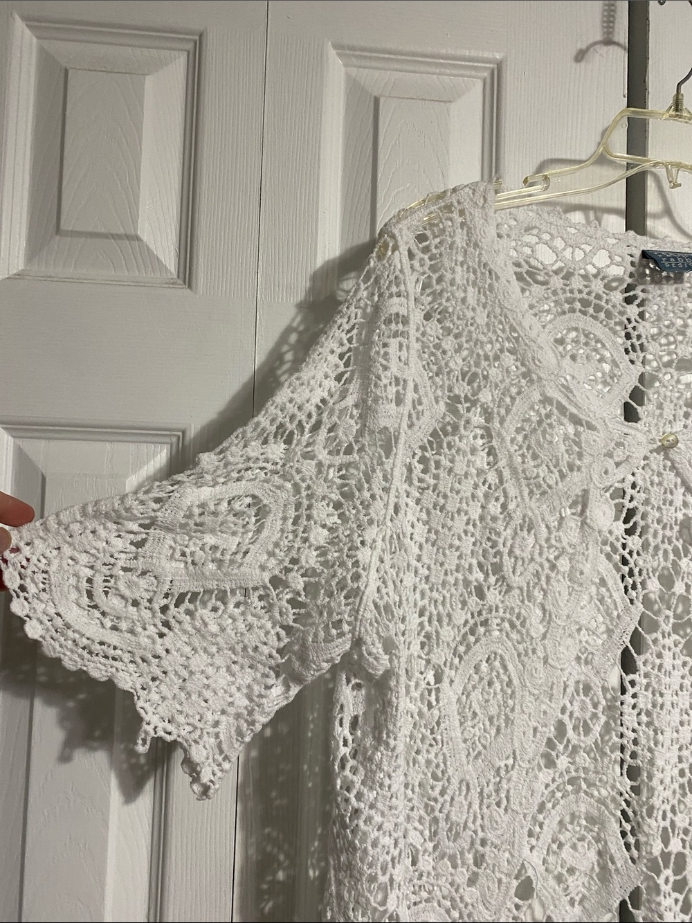 CUTE Rabbit Rabbit Rabbit white cotton lace cardigan sweater top size XL - Picture 2 of 7